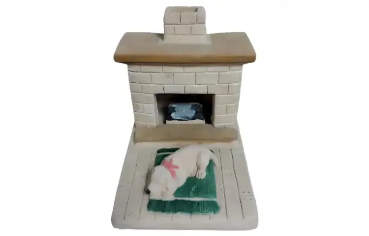 Country Hearth with Grey Puppy | Incense Burner