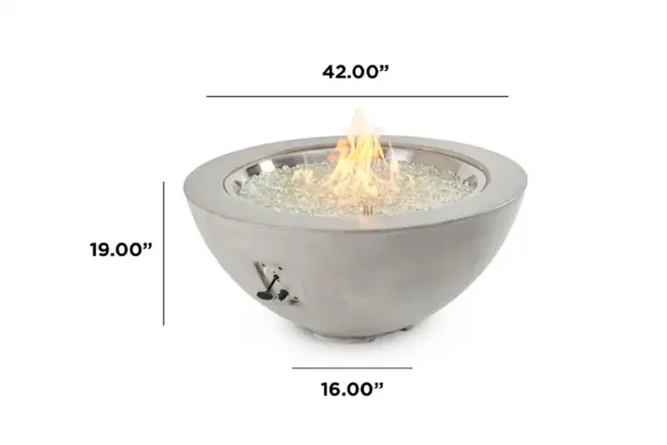 Cove Natural Grey 42" Round Gas Fire Pit Bowl Dimension