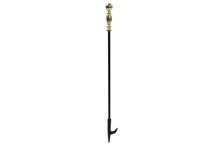 Sutton Fireplace Tool Set Poker in Polished Brass and Black Powder Coated Finish