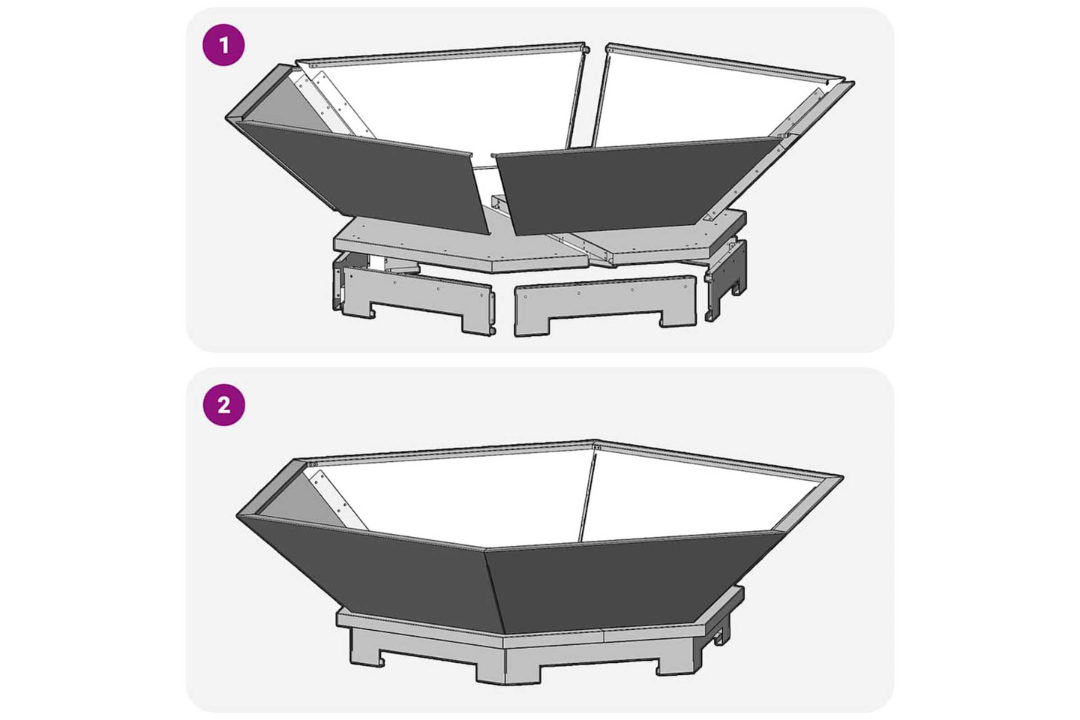 Fire Pit Hexagonal Black Cold-Rolled Steel – Outdoor Wood Burning in 100 x 100 x 28 cm Easy to Assemble