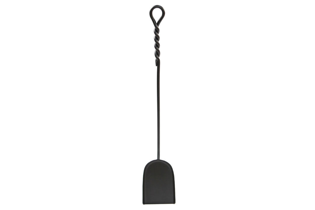 28-Inch Shovel Wrought Iron Fireplace Tools with Rope Handles – Black Finish