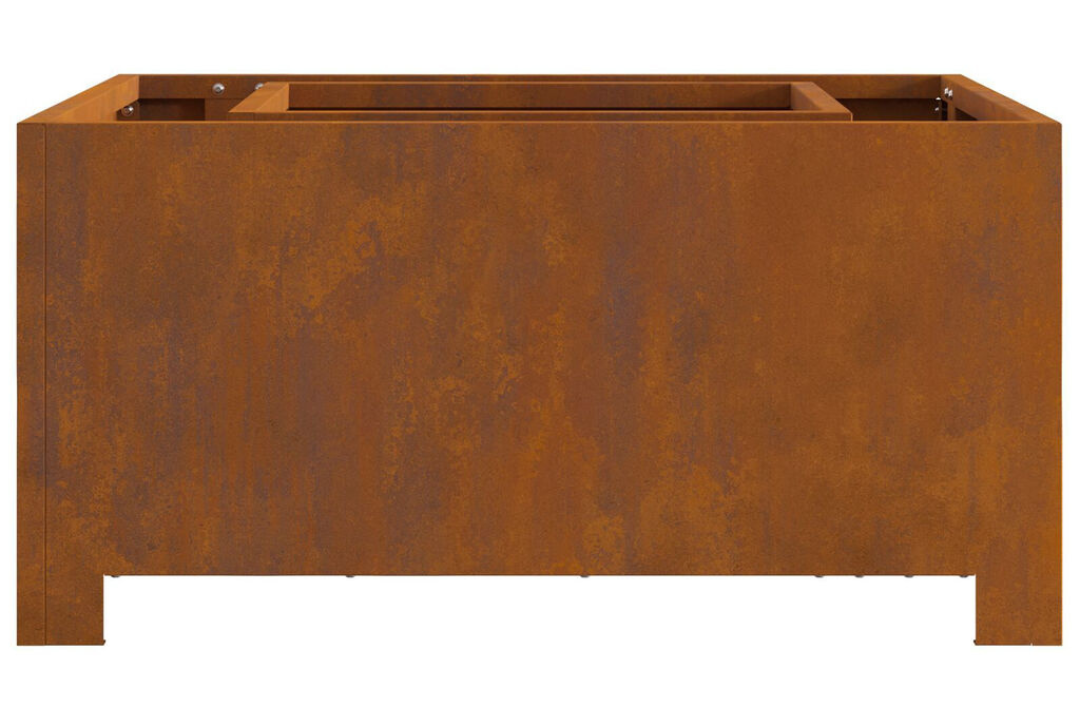 Durable Fire Pit Square 60 x 60 x 30 cm in Rusty Brown Weathering Steel
