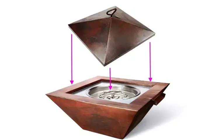 HPC 26" Fire Pit Cover for Sierra Square Copper Bowl