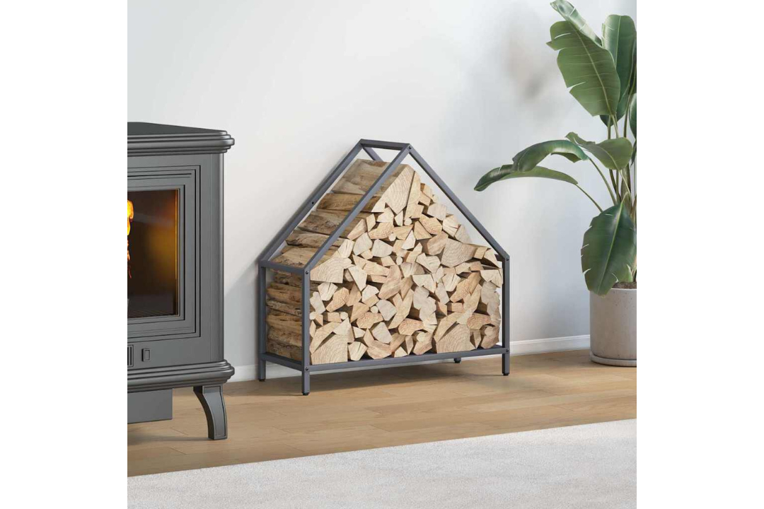 Firewood Rack 60 x 25 x 60 cm in Anthracite Made of Cold-Rolled Steel