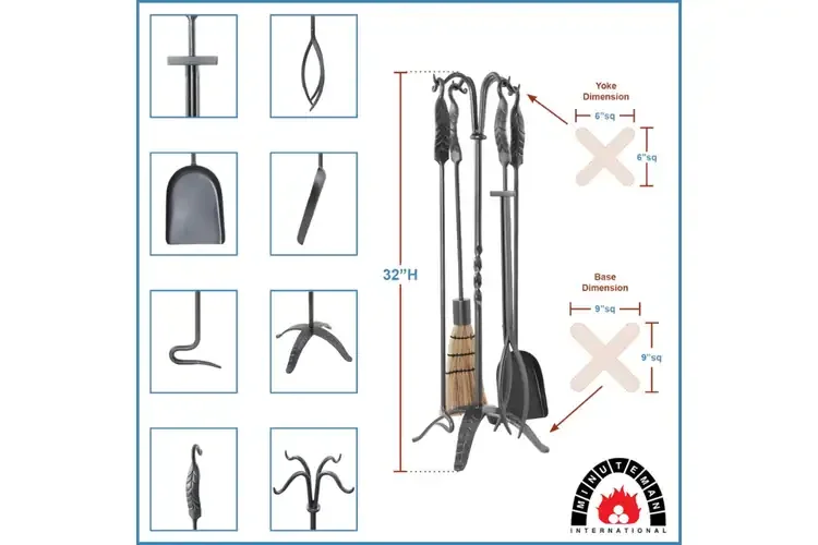Large Leaf Fireplace Tool Set Specifications