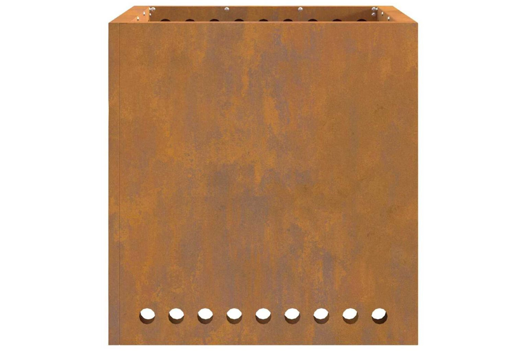 High-Quality Smokeless Fire Pit Square 48 x 48 x 50 cm in Rusty Brown Weathering Steel