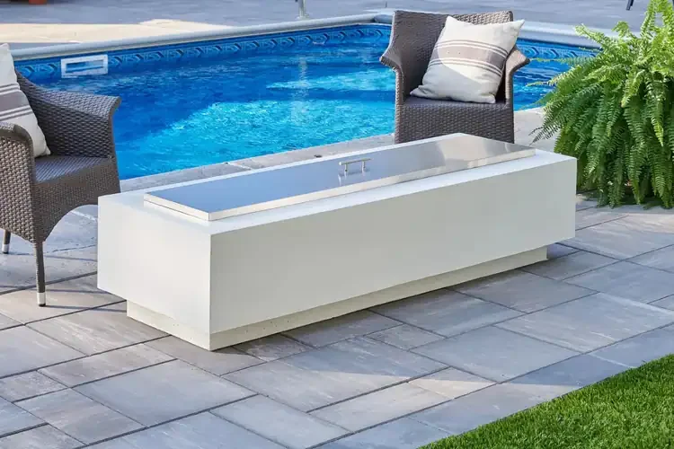 Cove Linear White 72" Gas Fire Pit Table Cover