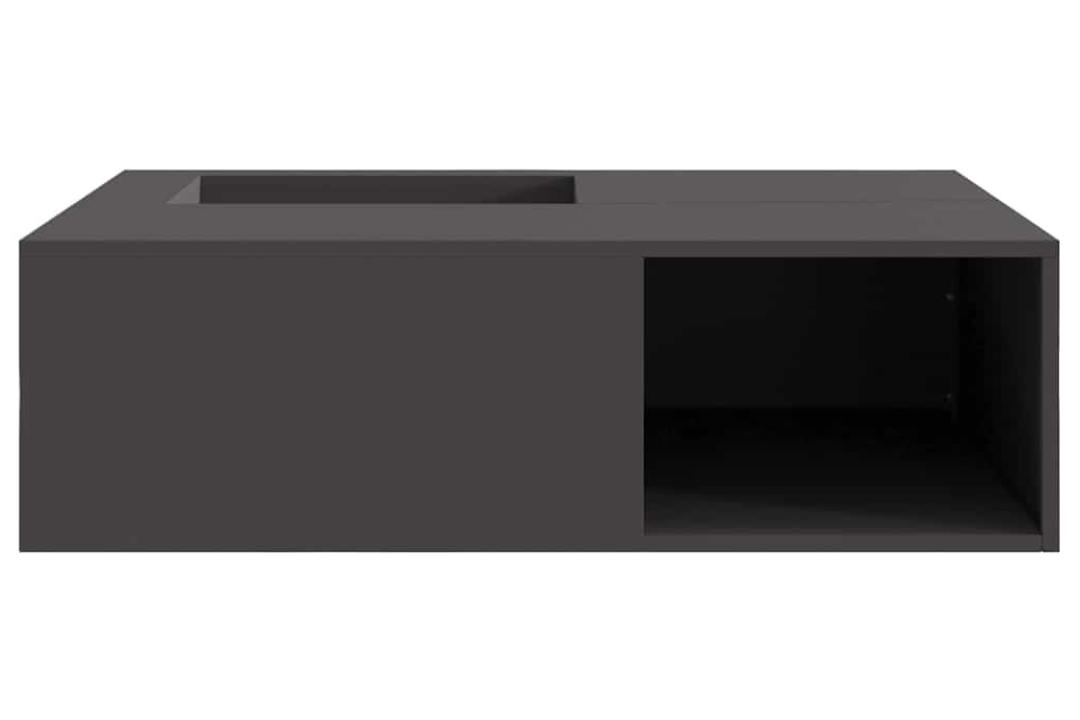 Sleek Fire Pit with Log Storage 100 x 100 x 30 cm in Black Cold-Rolled Steel