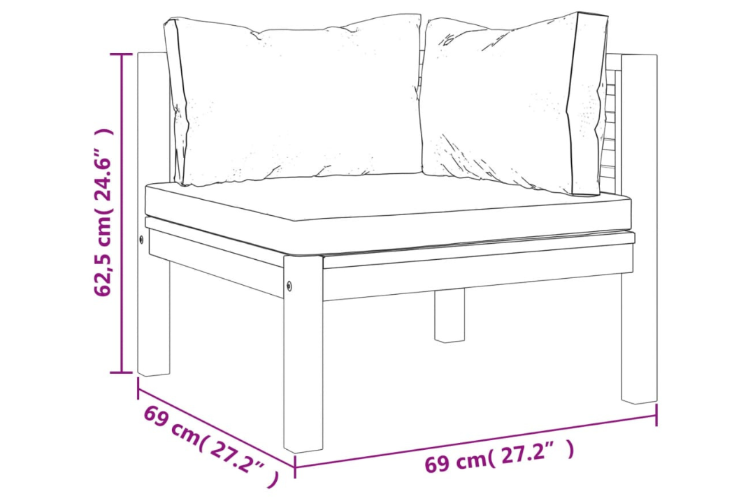 10 Piece Garden Lounge Set with Cream Cushion Solid Acacia Wood Corner Sofa Specifications