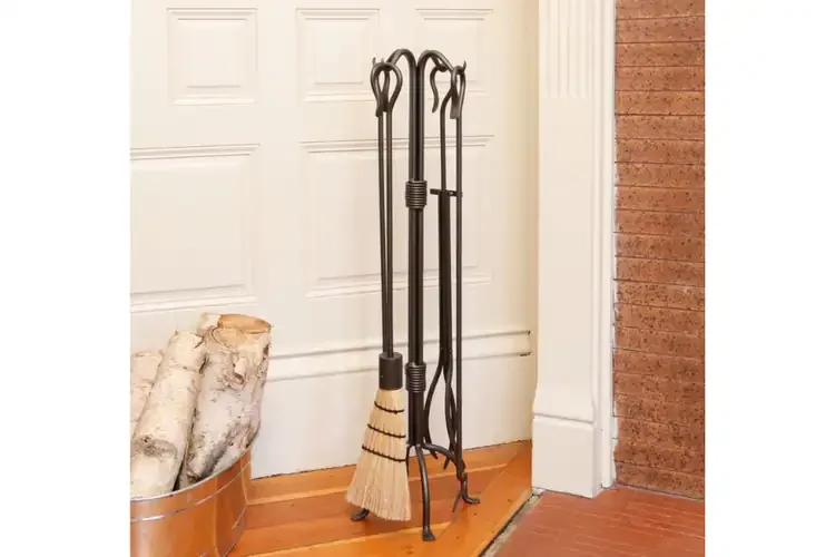 Country Classic Fireplace Tool Set – Wrought Iron, Graphite Finish, 33"H