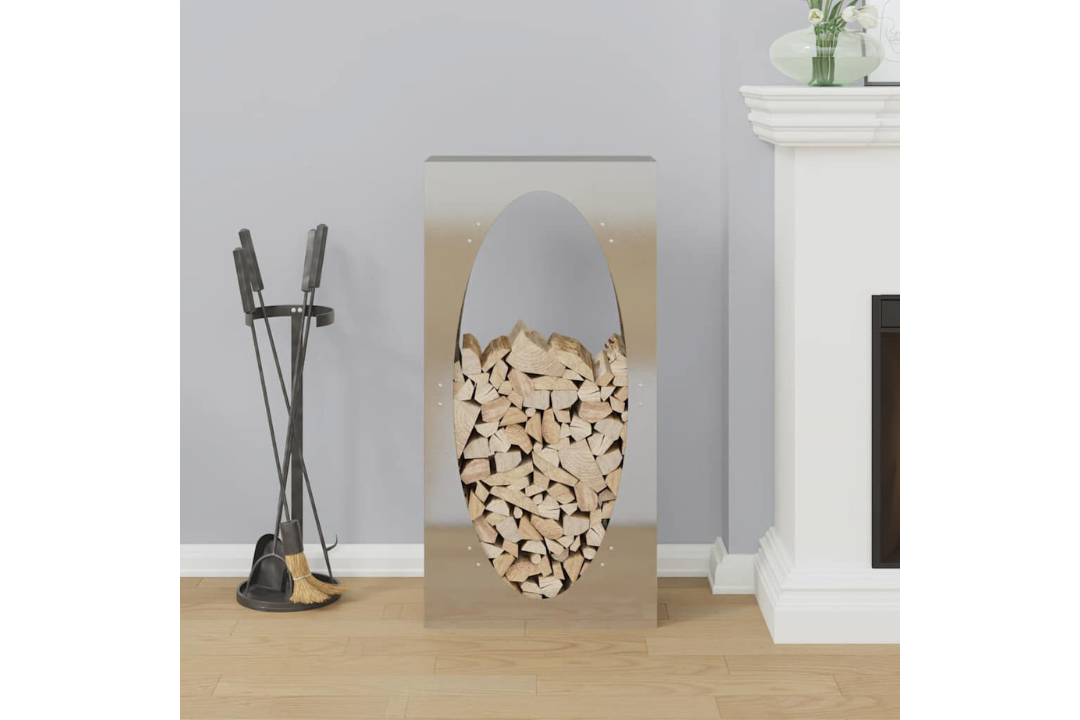 Sleek Firewood Rack 50 x 23 x 100 cm in Stainless Steel