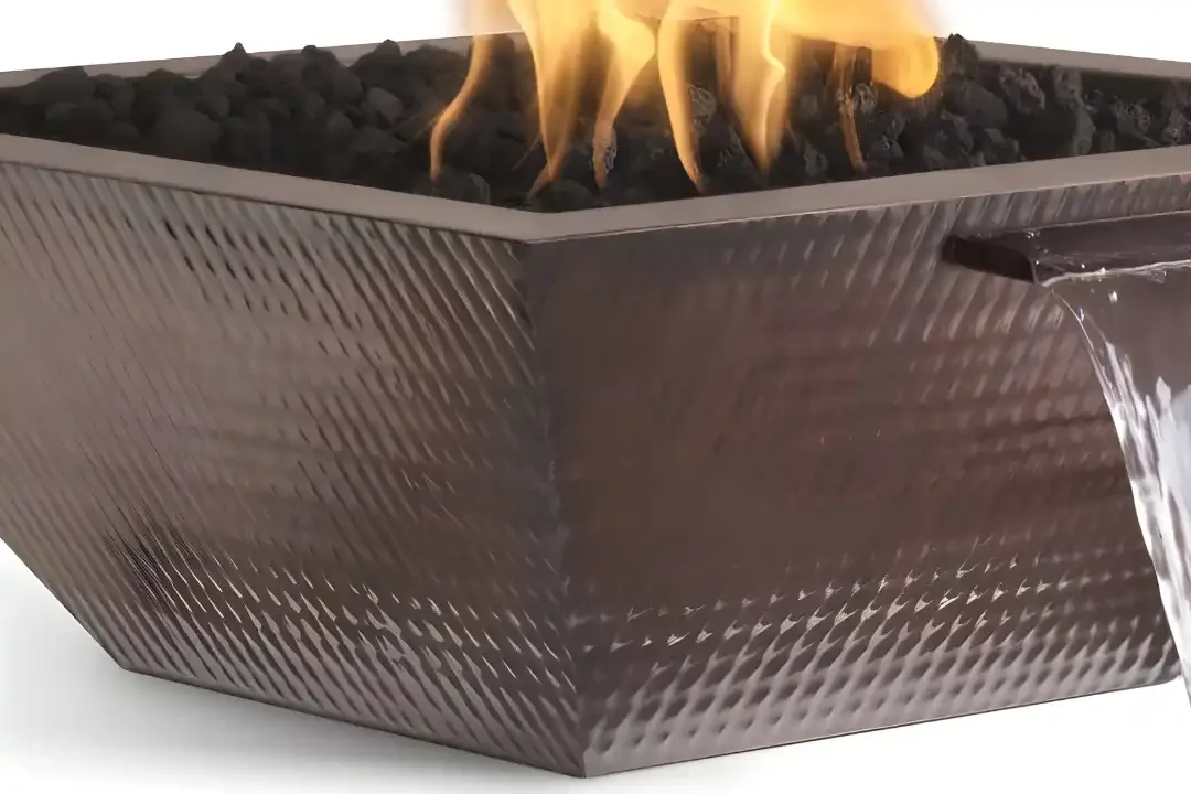 30" Maya Fire & Water Bowl – Hammered Patina Copper (Copy)