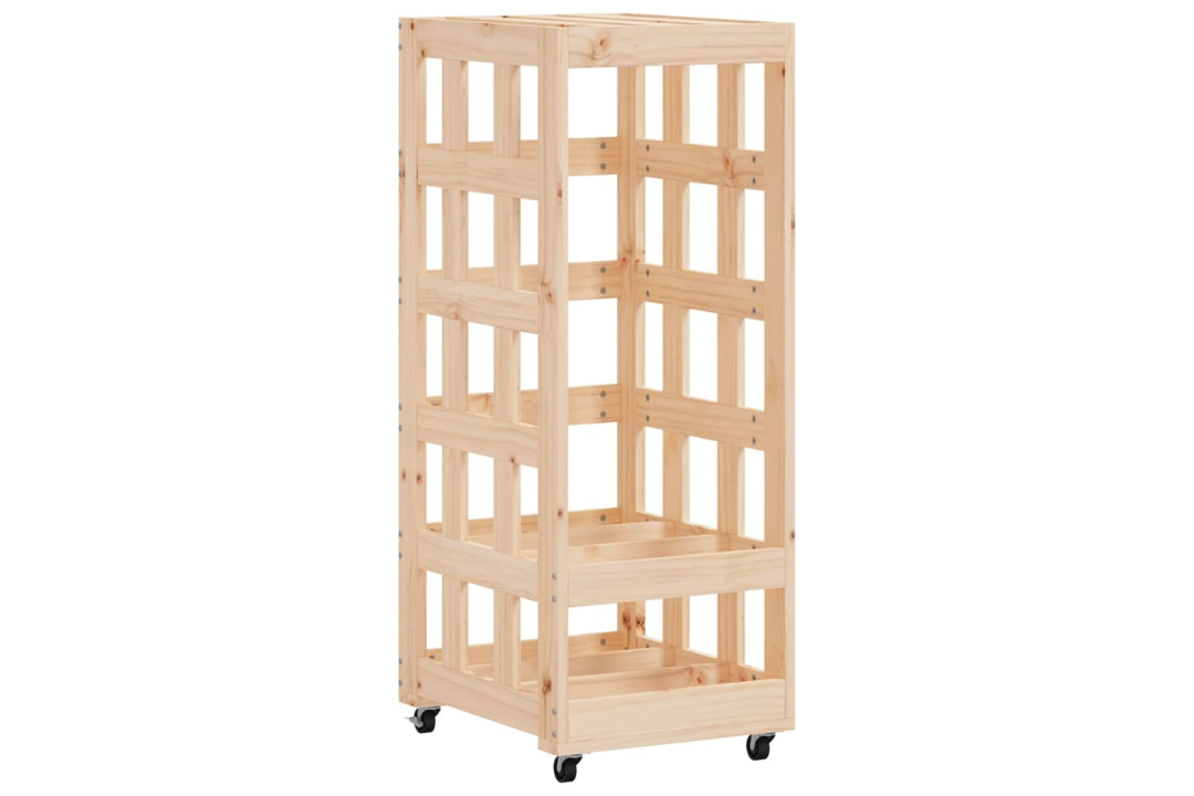 Log Holder with Wheels 40x49x110 cm in Natural