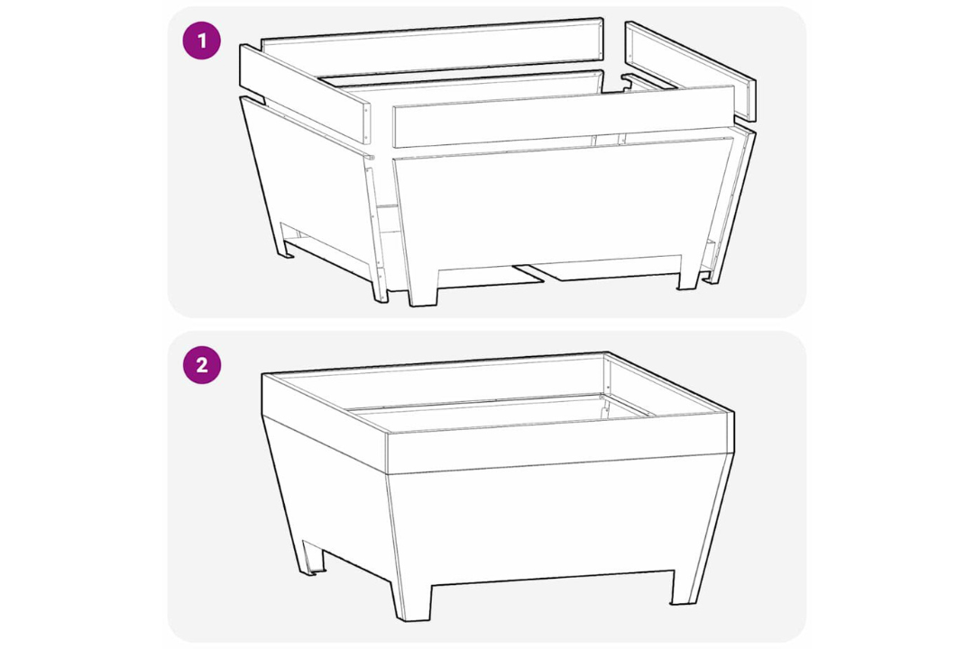 Fire Pit Square 80 x 80 x 43 cm Steel in Black Cold-Rolled Steel Easy Assembly