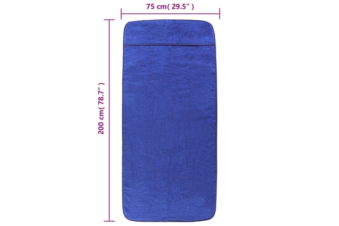 Beach Towels 2 pcs 75x200 cm Fabric 400 GSM in Royal Blue Specifications