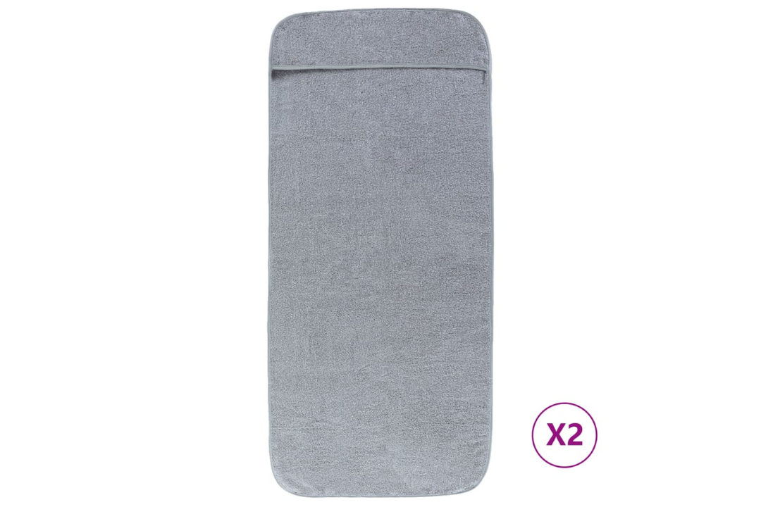 Beach Towels 2 pcs 75x200 cm Fabric 400 GSM in Grey with Quick Dry Feature