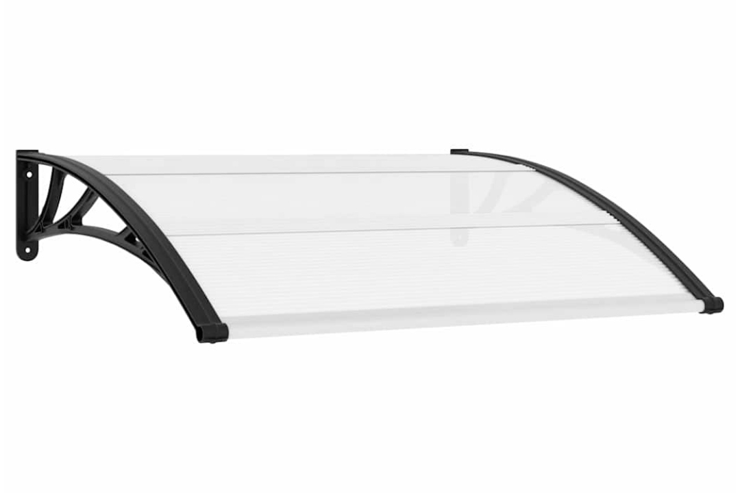 Door Canopy 120x100 cm Polycarbonate with ABS Brackets in Black Brackets and Transparent Sheets