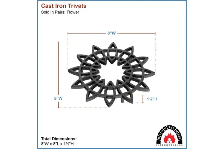 Flower Wrought Iron Trivets – Rust-Resistant Cast Iron Plant Stands in 12 Inches Specifications
