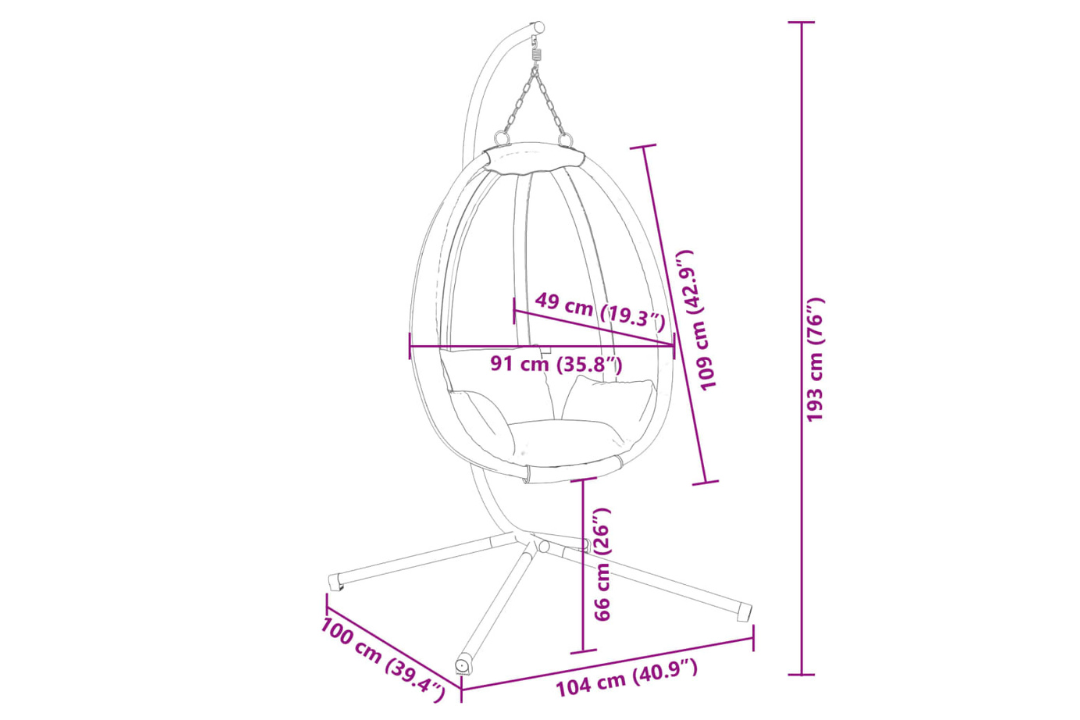Hanging Egg Chair with Stand Anthracite Steel & Fabric Cushions Specifications