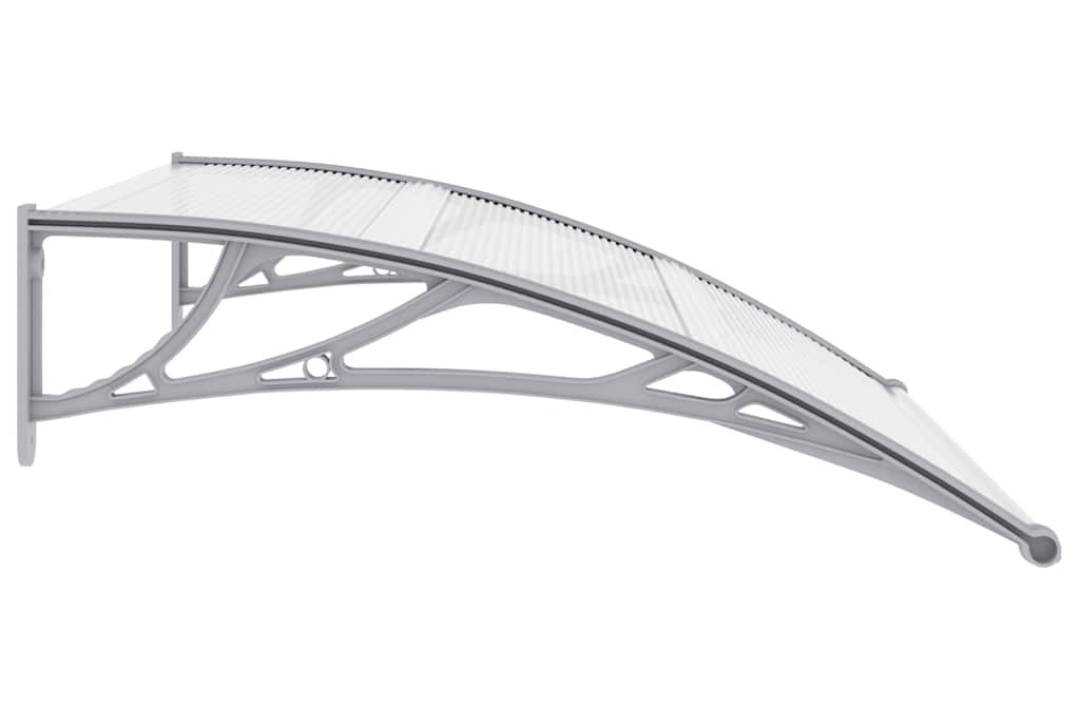 Door Canopy 120x100 cm Polycarbonate with ABS Brackets in Grey Brackets and Transparent Sheets Easy Installation
