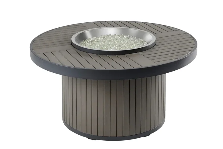 Kenwood and Brooks Round Chat Height Fire Pit Table in Taupe