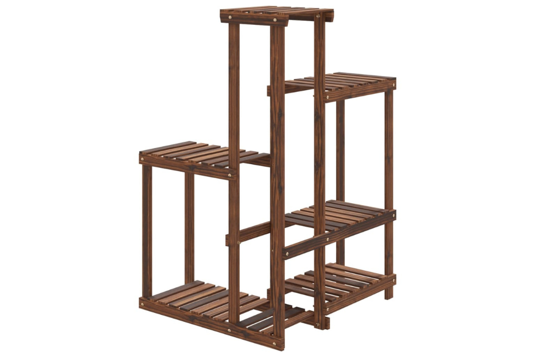 Stylish Solid Wood Fir Flower Stand 62.5 x 61.5 x 101.5 cm in Carbonized Brown