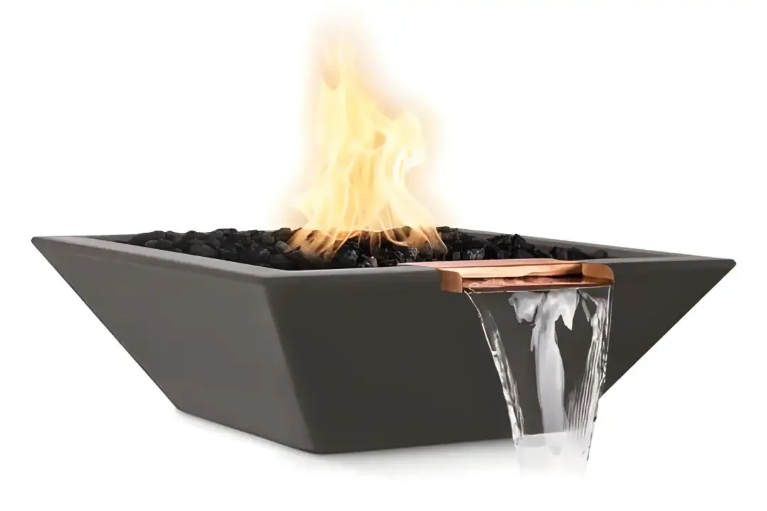 30" Maya Fire & Water Bowl GFRC Concrete - Chestnut