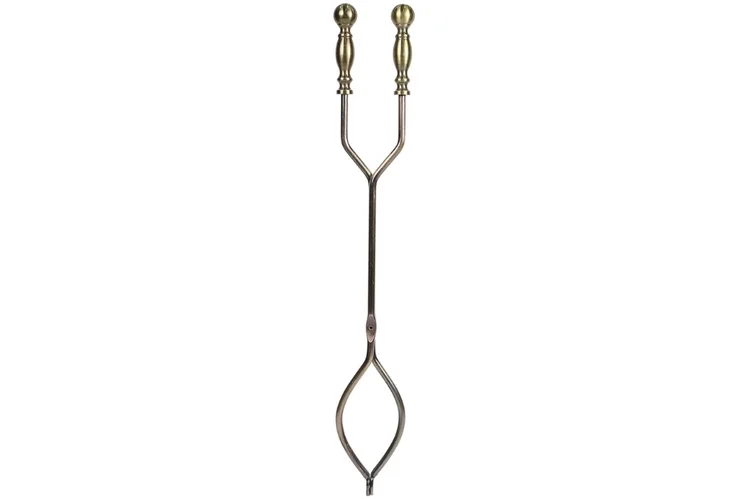 Sutton Fireplace Tool Set Tongs in Antique Brass