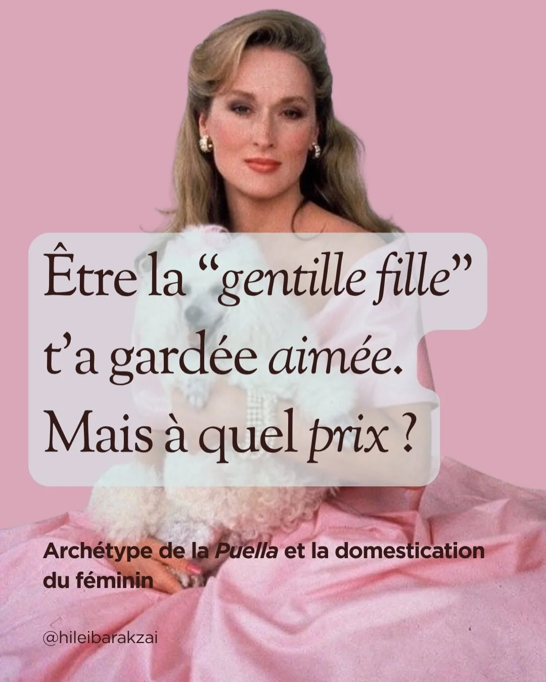 🦂 MASTERCLASS EXCLUSIVE &mdash; 9 avril &agrave; 19h

La &laquo;&nbsp;gentille fille&nbsp;&raquo; fait partie de nous toutes. 

Dans le langage jungien, on parle de la &laquo;&nbsp;puella&nbsp;&raquo;.

Cette part de toi qui a appris &agrave; rester