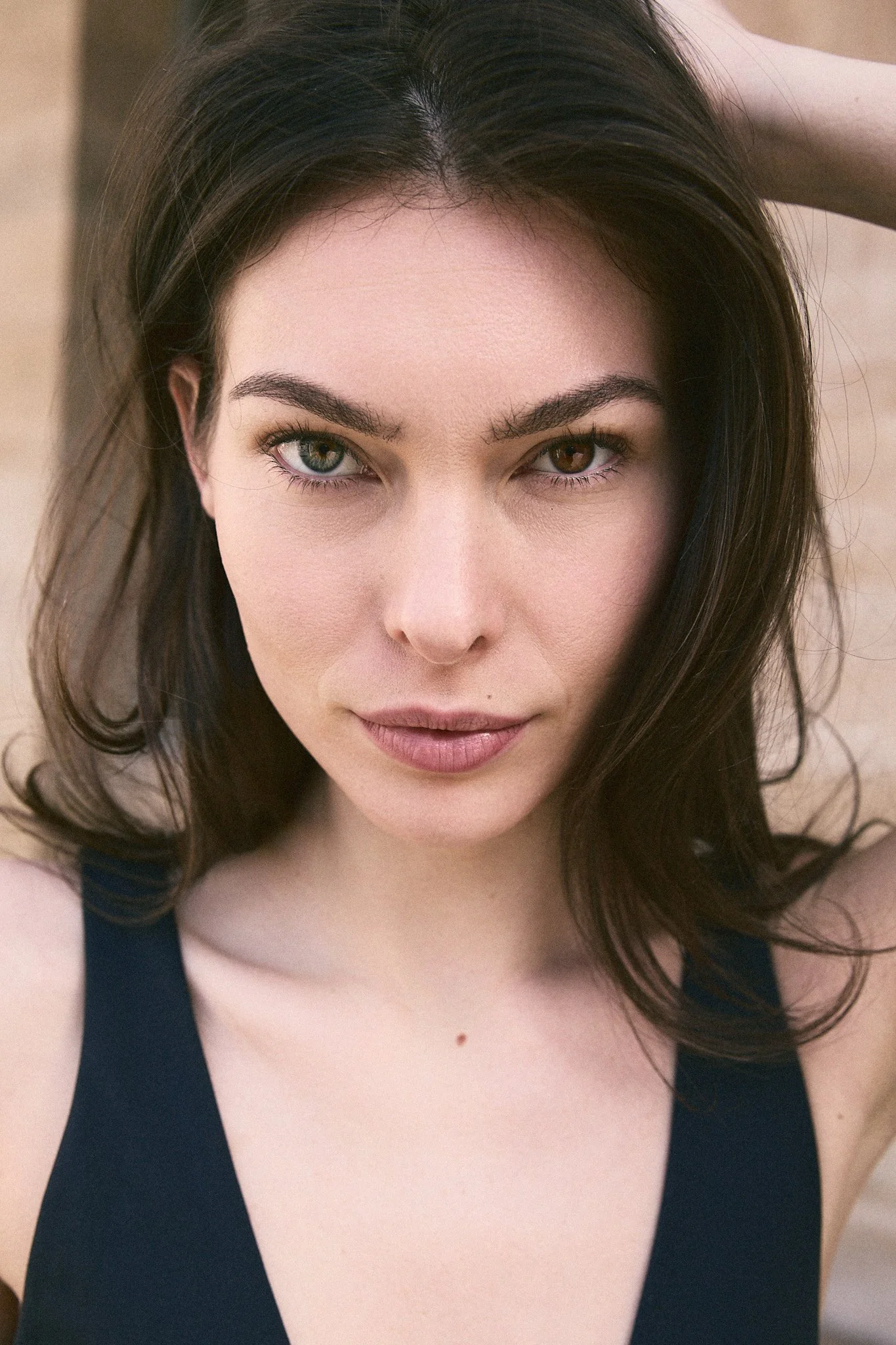 very close-up portrait of a women fashion model in Paris