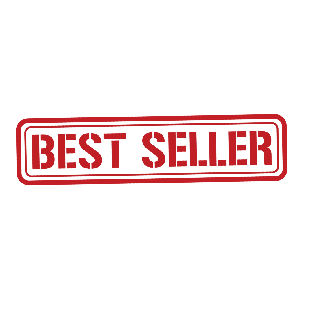 Red and black 'Best Seller' stamp or badge.
