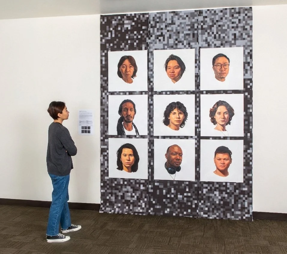 How Important Is Race to Your Identity? (ANES 2020), 2022-2024, Oil on Canvas, Digital Print on Matte Paper, Each: 24x24 in (Overall: 90x90 in)