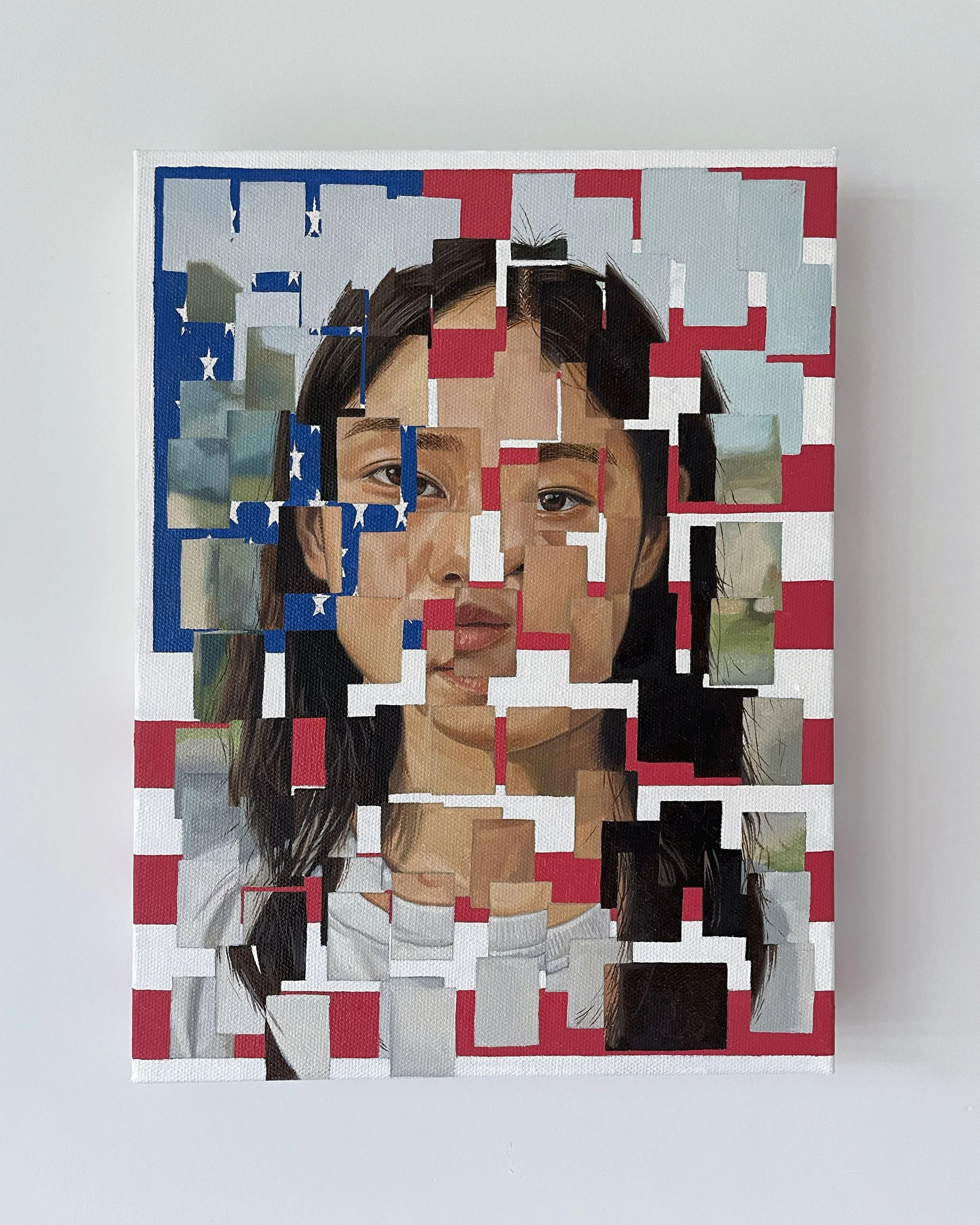 How Important Is Being American to Identity? (ANES 2024 Asian), 2025, Oil on Canvas, 9x12 in