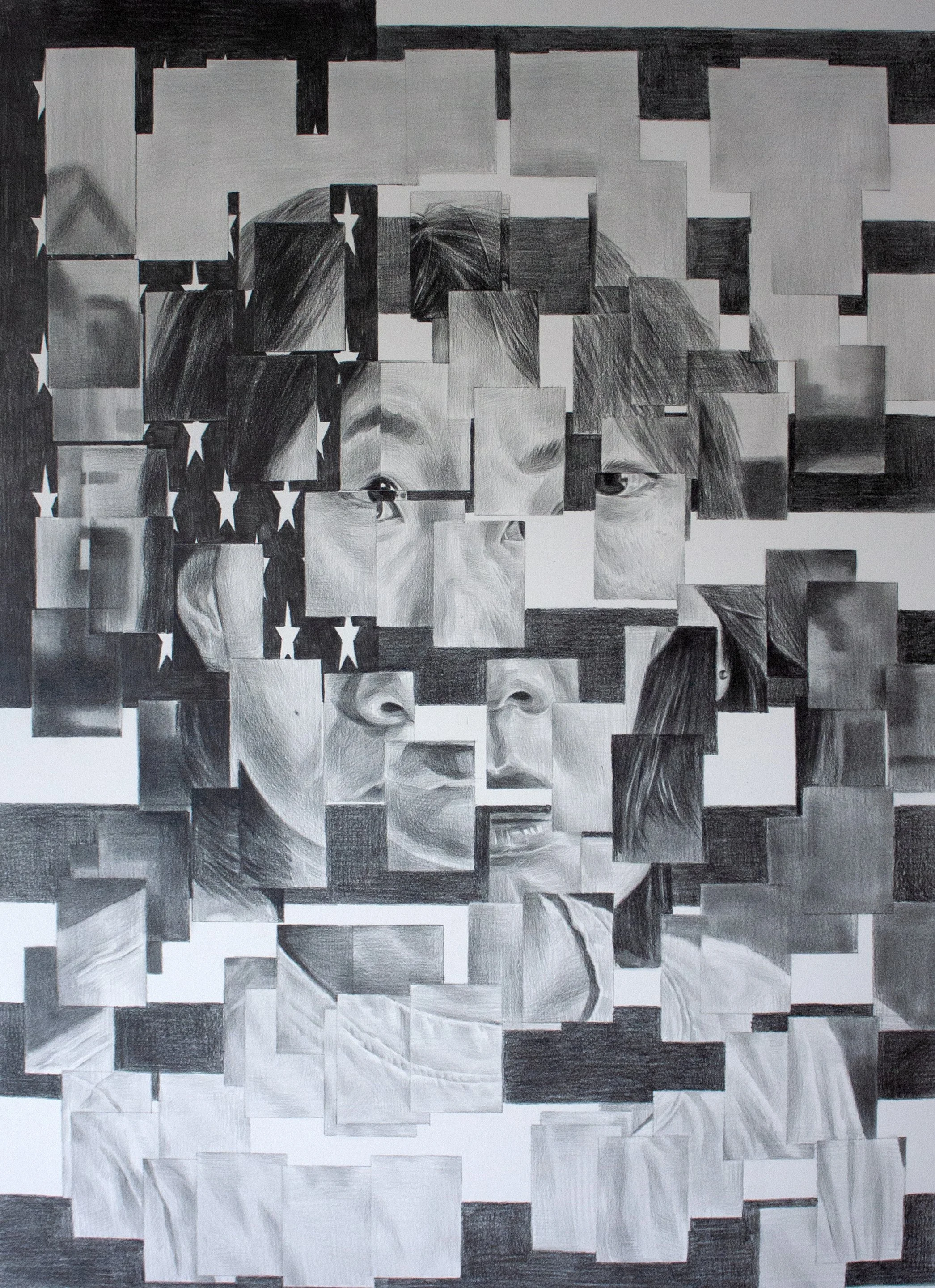 How Important Is Being American to Identity? (ANES 2024 Asian), 2025, Graphite on Paper, 27.5x20 in