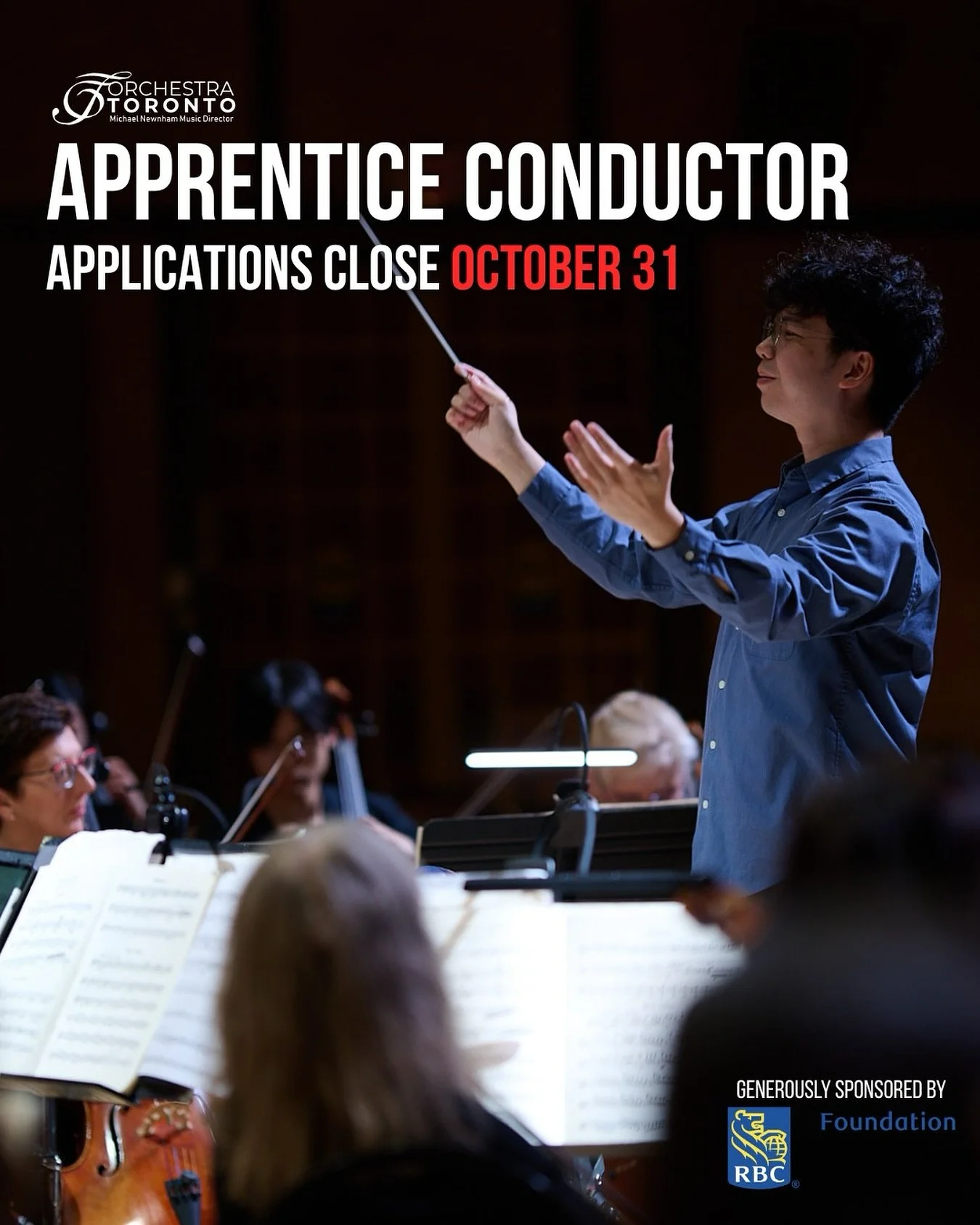 Friendly reminder that this is the final week to apply for Orchestra Toronto&rsquo;s 2025-26 Apprentice Conductor Program.

Benefits of the Program 

* Receive weekly one-on-one mentorship sessions with the Music Director
* Conduct selected repertoir