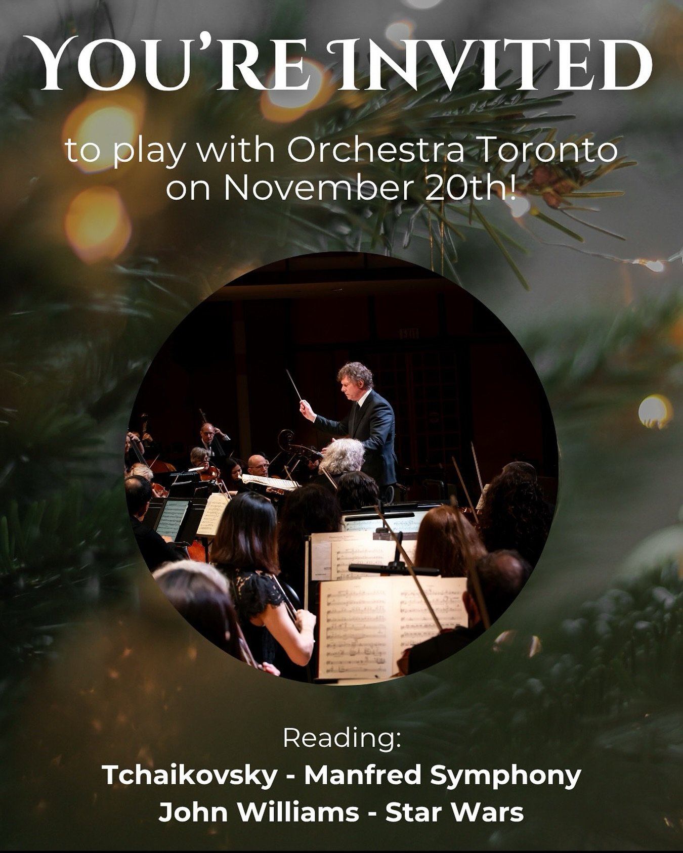 🚨Calling all musicians! Orchestra Toronto is taking a break from rehearsals on Thursday, November 20th from 7:30PM - 10:00PM at the Meridian Arts Centre (5040 Yonge St.) to host a reading session and holiday party, and YOU are invited! We welcome st
