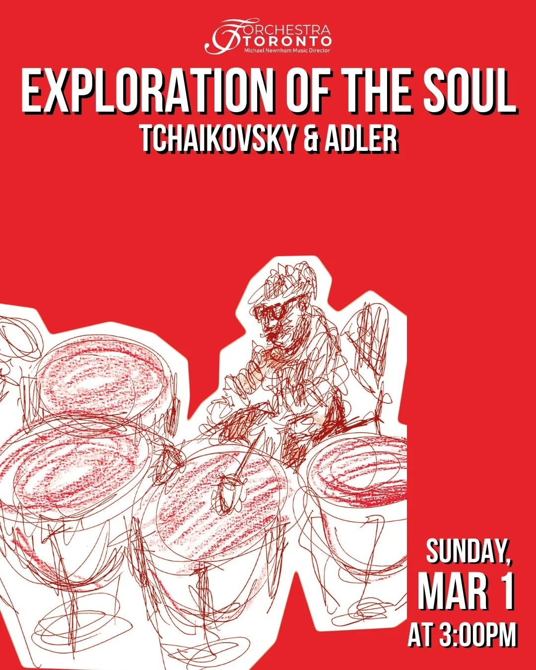 On March 1, join us for an afternoon of intensity and introspection with Orchestra Toronto&rsquo;s &lsquo;Exploration of the Soul&rsquo;. 

Experience the world premiere of Four Attributes of the Soul by Canadian composer Yefim Adler, alongside Tchai