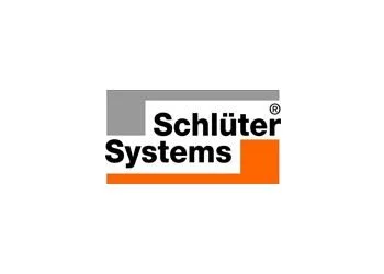Schluter Systems logo with black, gray, and orange design elements