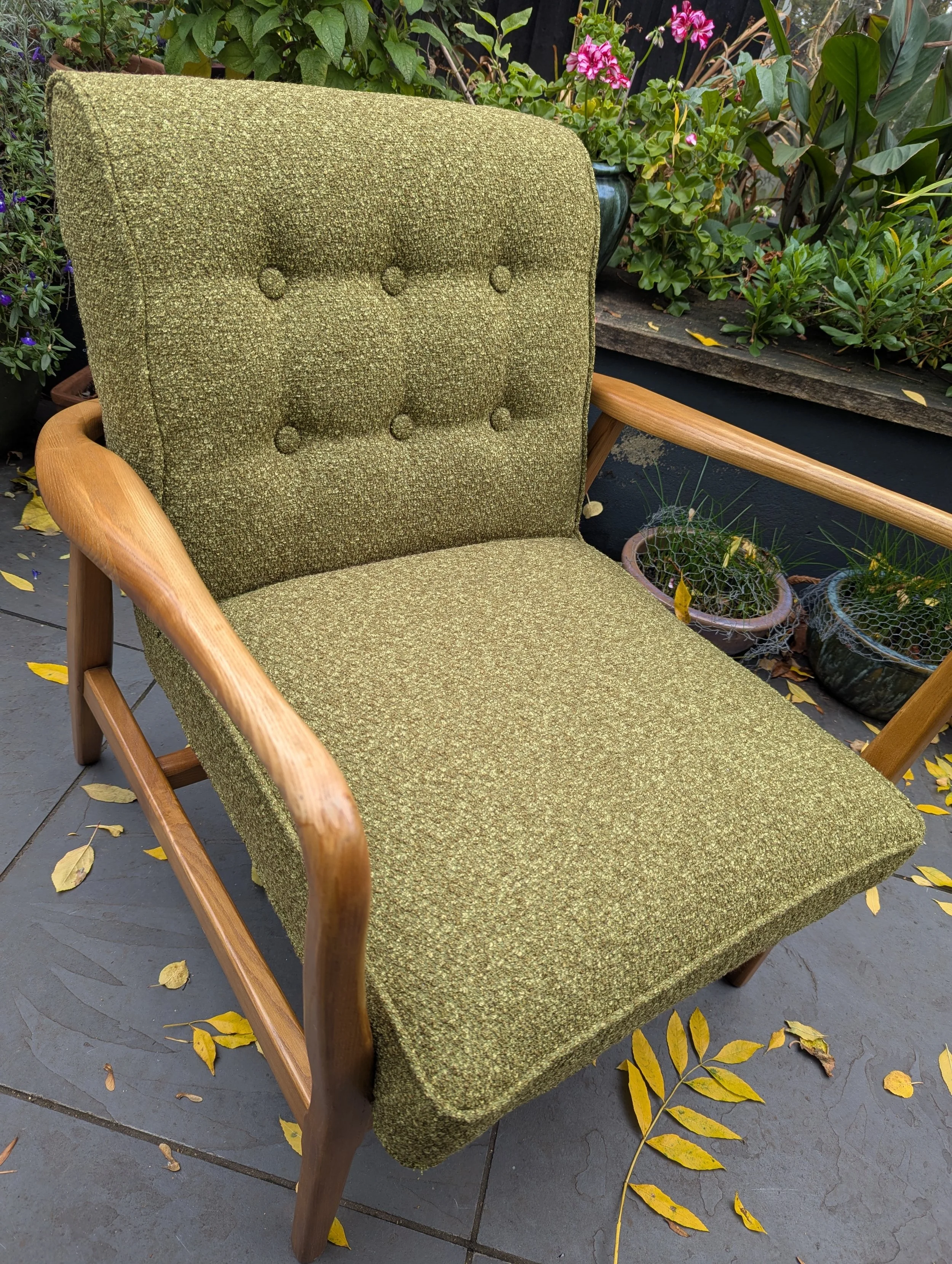 Armchair reupholstered with Designers Guild Bouclé