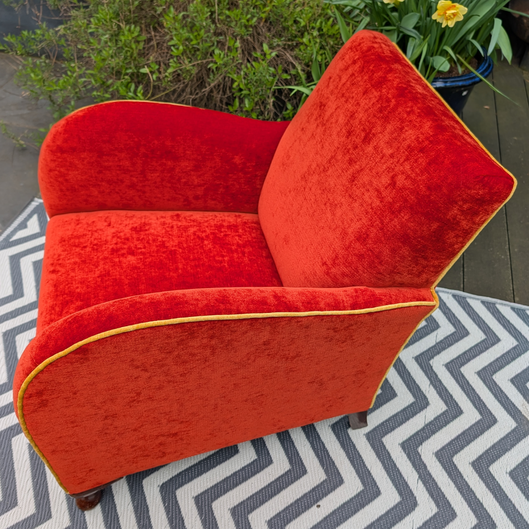 Danish Art Deco armchair upholstered in Designers Guild velvet