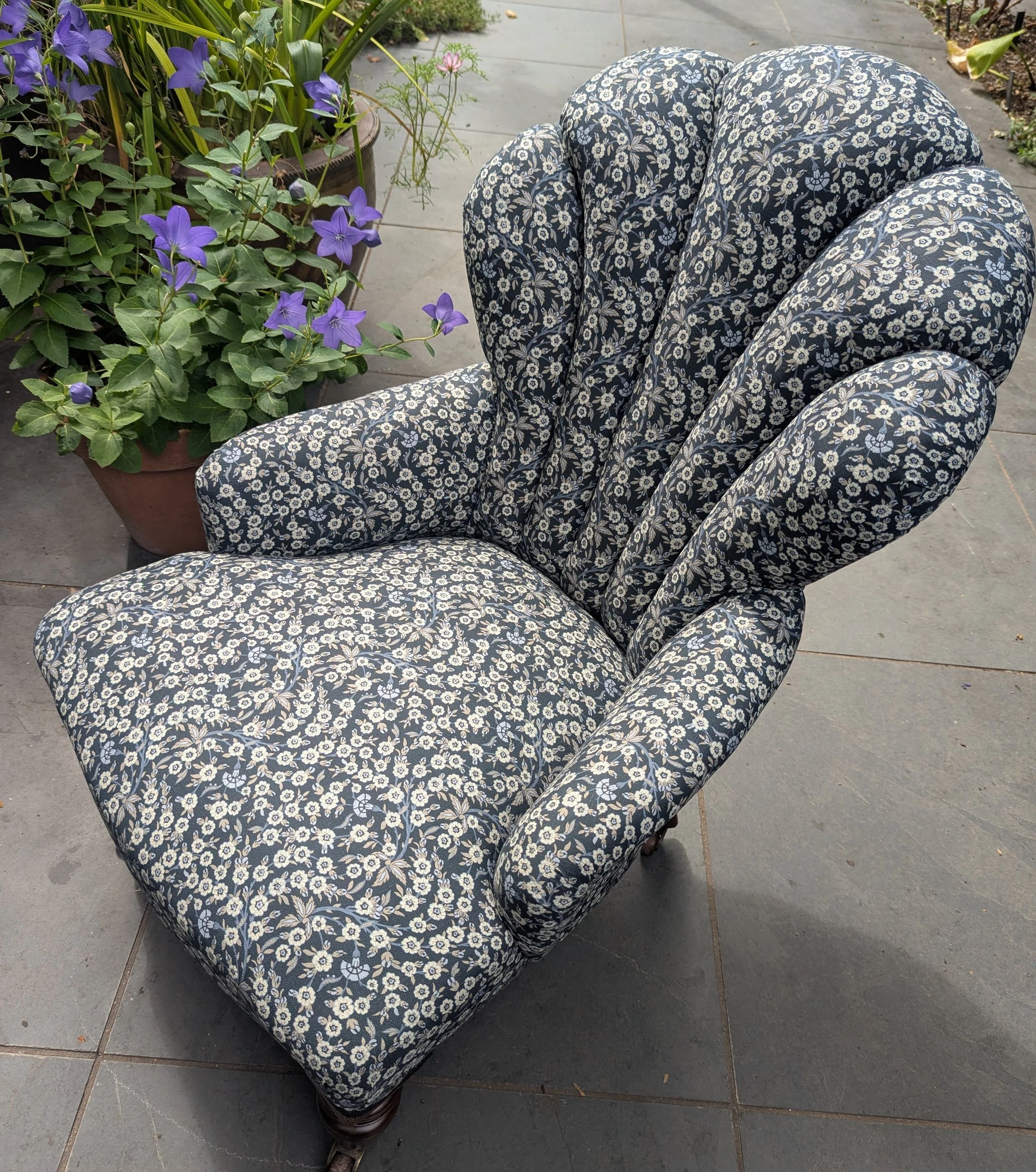 Victorian iron-back fluted chair with Liberty fabric
