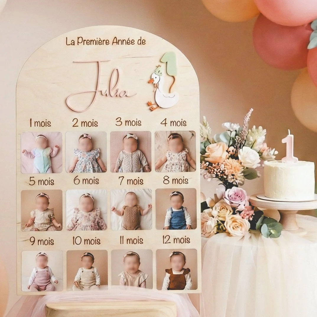 Panneau d'Anniversaire Ma Première Année Avec Une Petite Oie