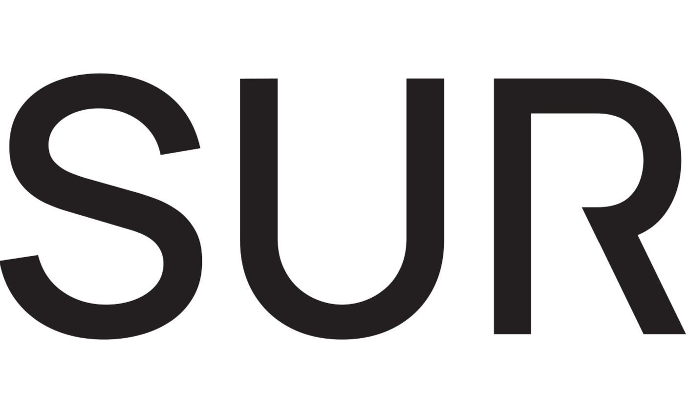 Large black word 'SUR' on a transparent background.