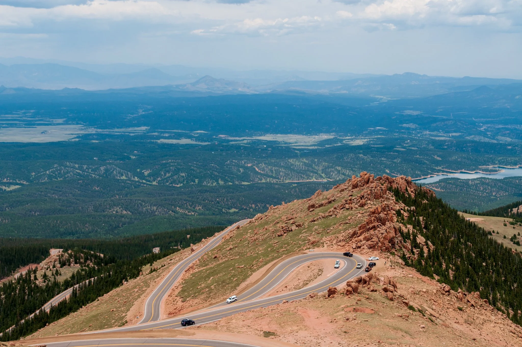 Windy road leading up to Pike's Peak in Colorado