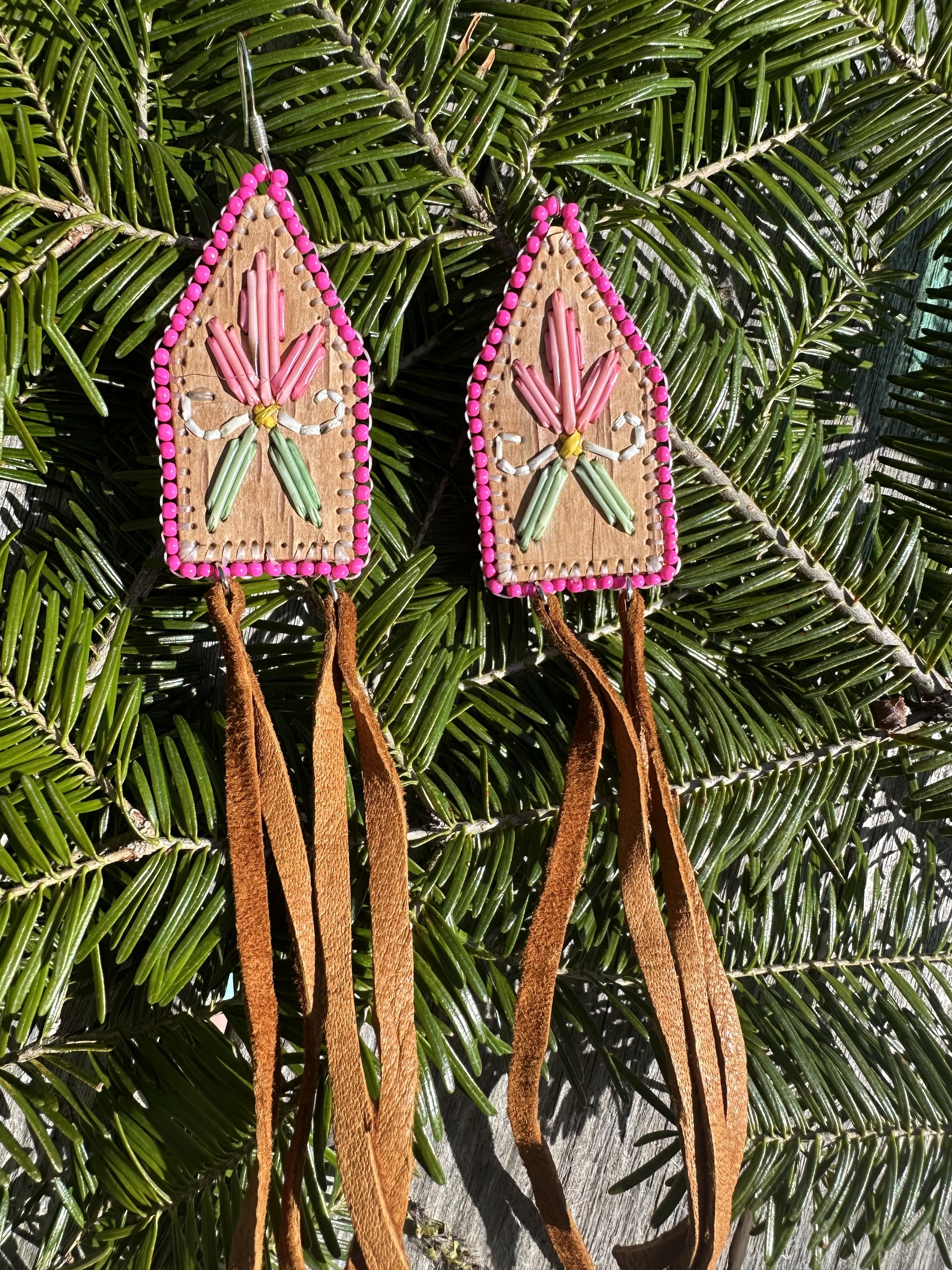 Porcupine quilled earrings