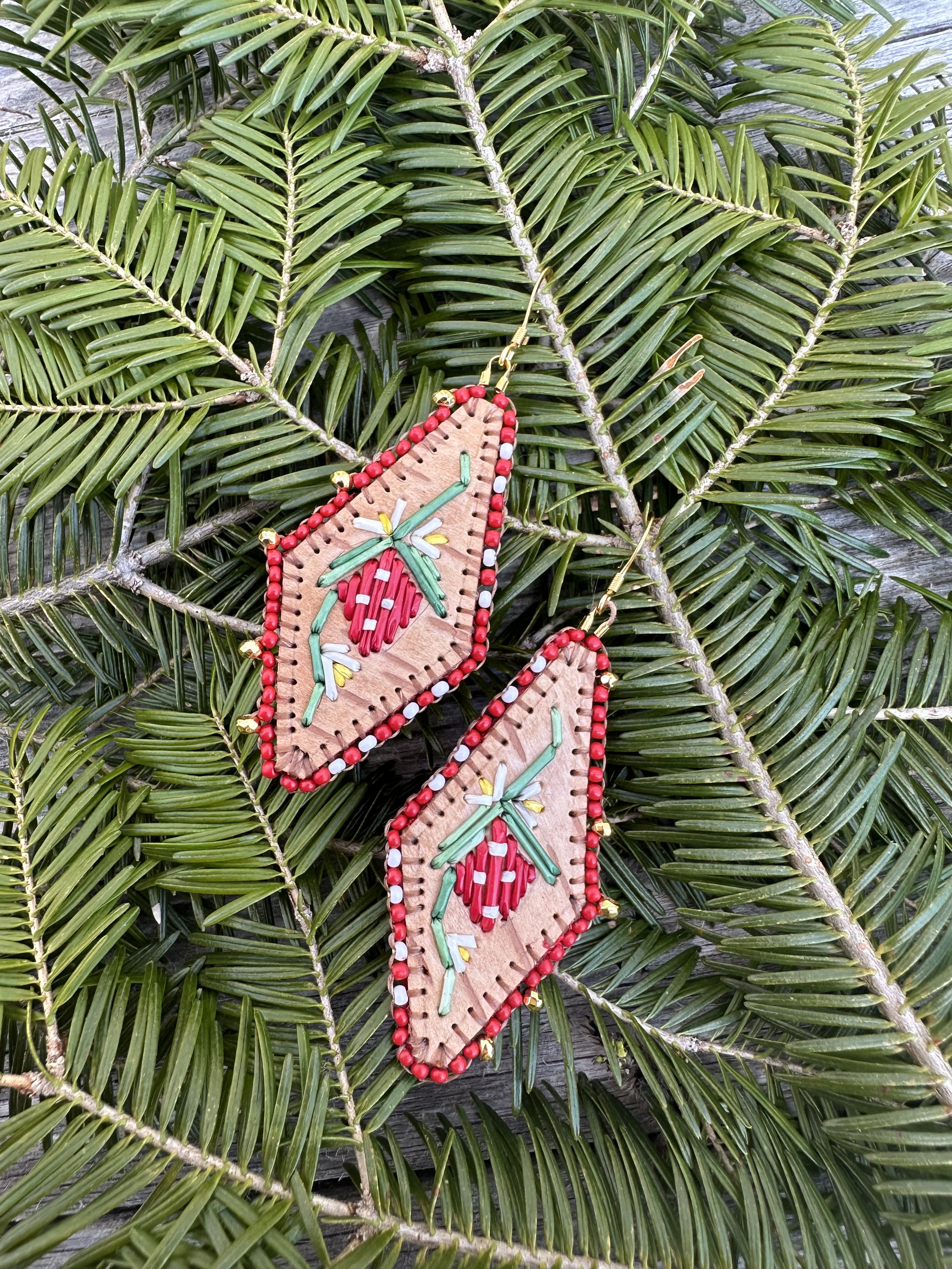 Porcupine quilled earrings