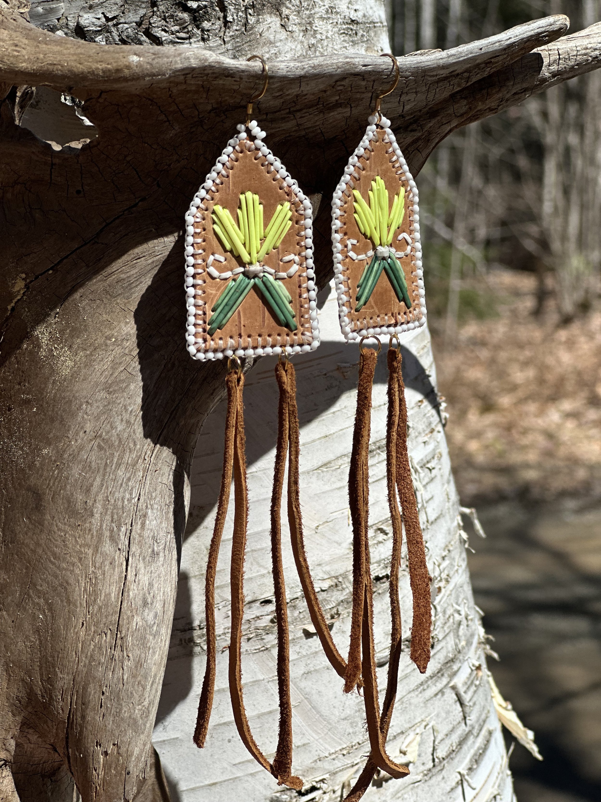 Porcupine quilled earrings