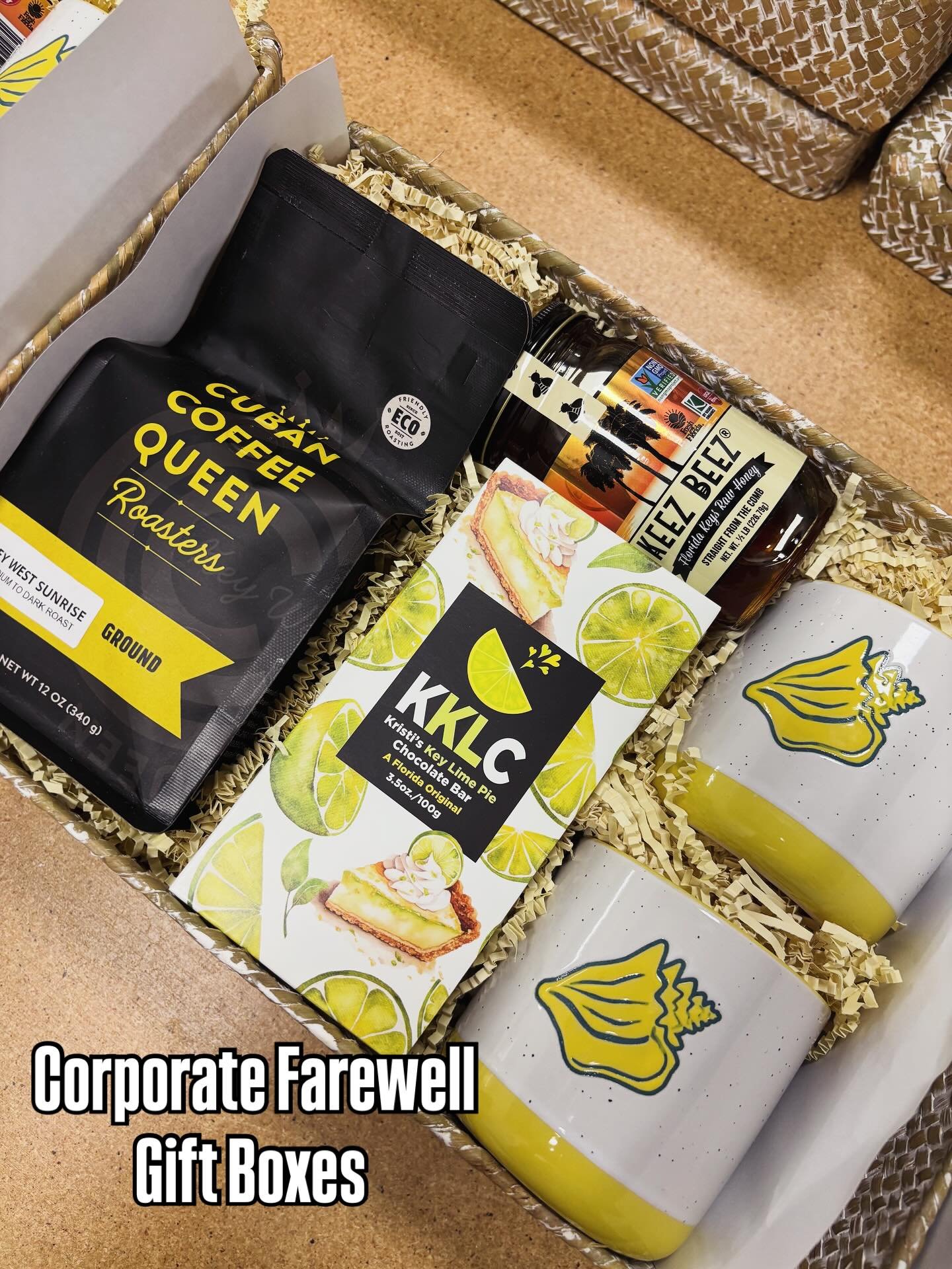 Our custom Corporate Farewell Gift Boxes are the perfect way to thank your guests, employees, or team members as they leave the beautiful Florida Keys. Thoughtfully curated with locally made favorites, each box gives them a little piece of paradise t