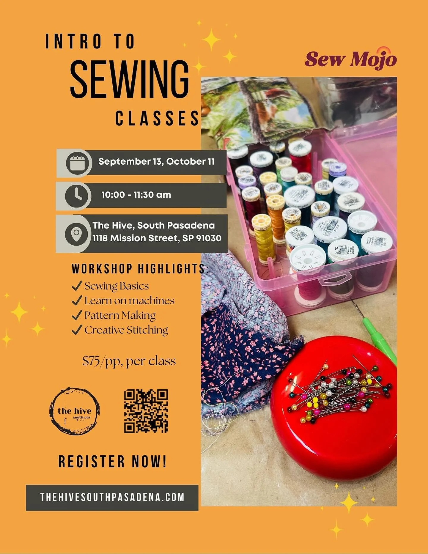 I&rsquo;m thrilled to be back at @thehivesouthpasadena teaching sewing and design! Get started on your Halloween costume and holiday gifts with my Intro class. Sign up at my site or The Hive. I&rsquo;m combining my two most popular classes into one a