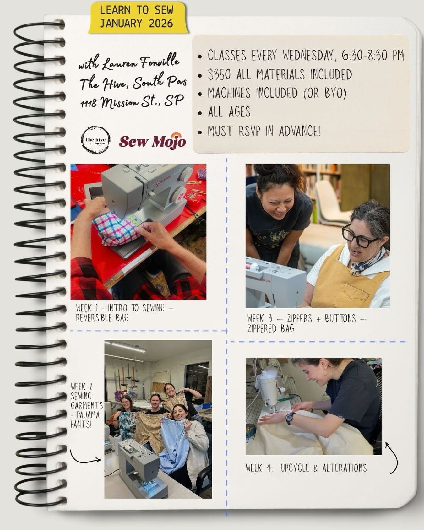 The perfect gift for the emerging sewist in your life: four weeks of sewing classes with me! We&rsquo;ll go from sewing-machine basics to sewing garments, doing alterations and installing zippers in just four weeks! Start the year right by sewing you